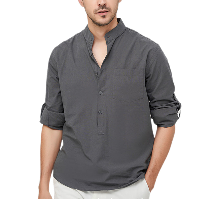 Loookus - Men's Cotton Henley Vacation Shirt