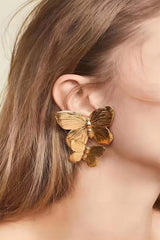 Loookus - Gold Double Butterfly Stud Earrings