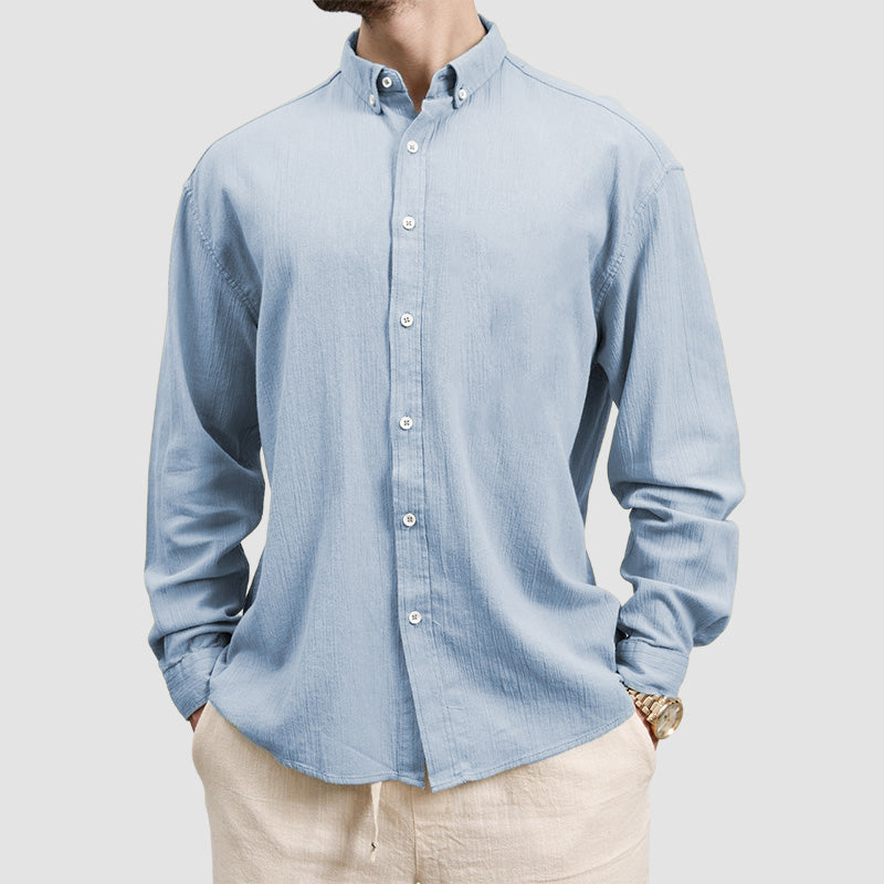 Loookus - Men's Basic Casual Cotton Linen Shirt