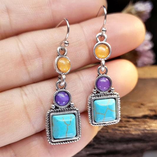 Loookus - Mixed Agate Amethyst Turquoise Earrings
