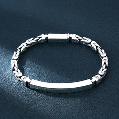 Loookus - 925 Silver Horseshoe Buckle Baracelet Men Male Thai Silver Retro Glossy Simplicity Baracelets Jewerly Gift