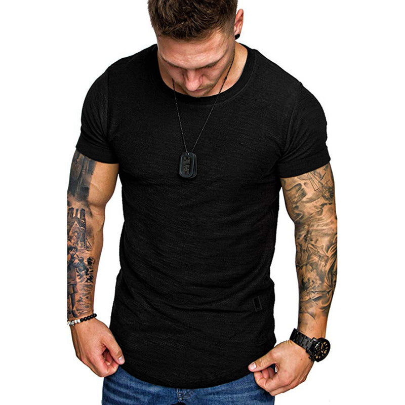 Loookus - Men's round neck short sleeve summer fashion casual running sports thin T-shirt