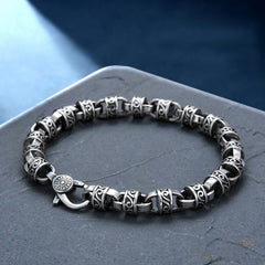 Loookus - 925 Silver New Han Style Tang Grass Pattern Eternal Teng Boy Vintage China-Chic Bracelet