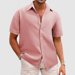 Loookus - Men's Casual Waffle Short Sleeve Shirt