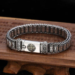 Loookus - 925 Silver Buddha Mantra Scripture Bracelet