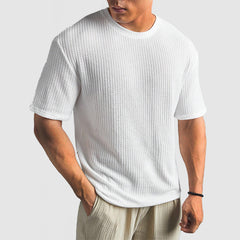 Loookus - Men's Casual Knit Textured Breathable Crew Neck T-Shirt