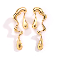 Loookus - Liquid Metallic Irregular Water Drop Ear Studs Earrings