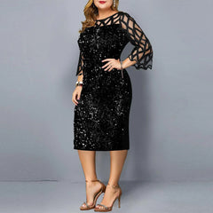 Loookus - Individualized Sequin Design Plus Size Women's Dress