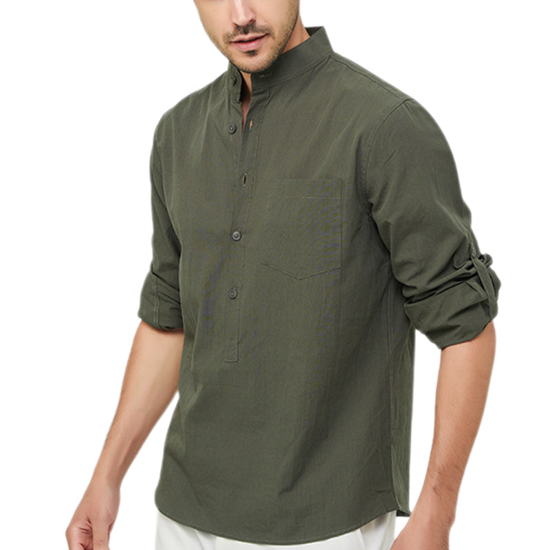 Loookus - Men's Cotton Henley Vacation Shirt