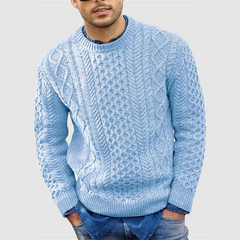 Loookus - Men's Solid Color Jacket Knit Twisted Flower Sweater