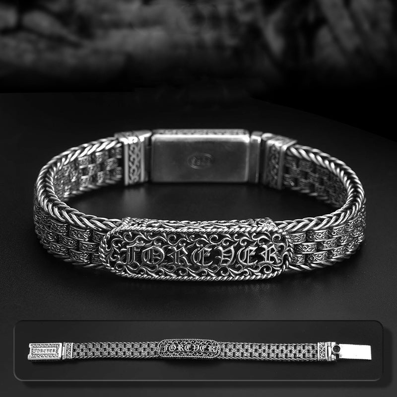 Loookus - 925 Silver Vintage Style Six Character True Words Bracelet