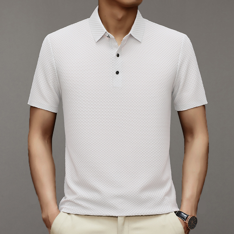 Loookus - Men's short sleeve polo shirt simple solid color casual breathable top