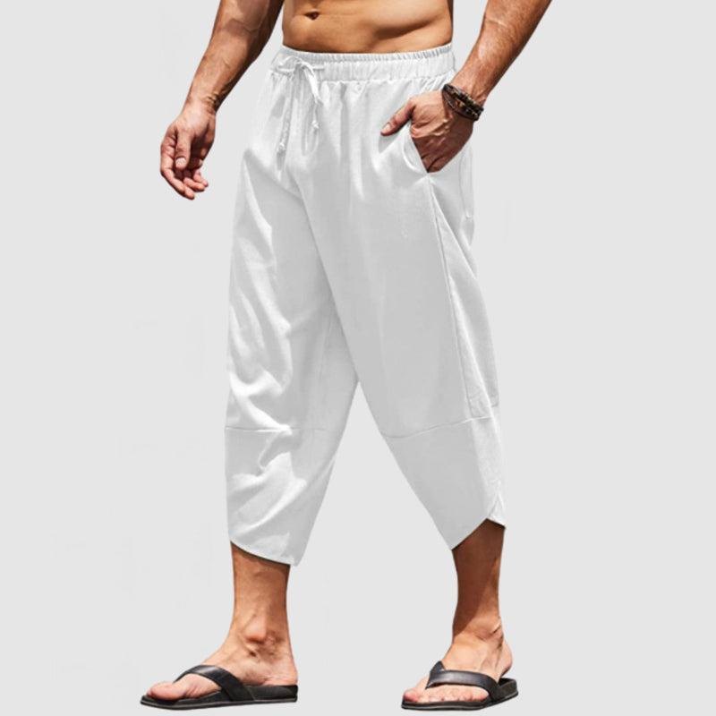 Loookus - Men's Vacation Style 7-Point Cotton Linen Beach Pants