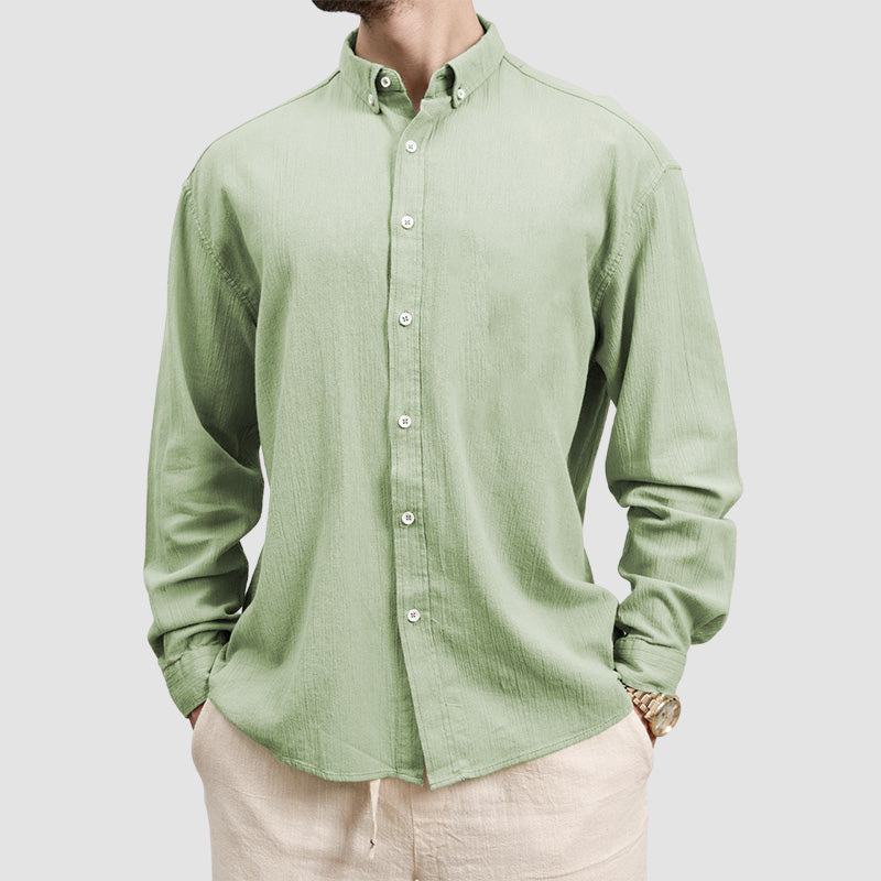 Loookus - Men's Basic Casual Cotton Linen Shirt