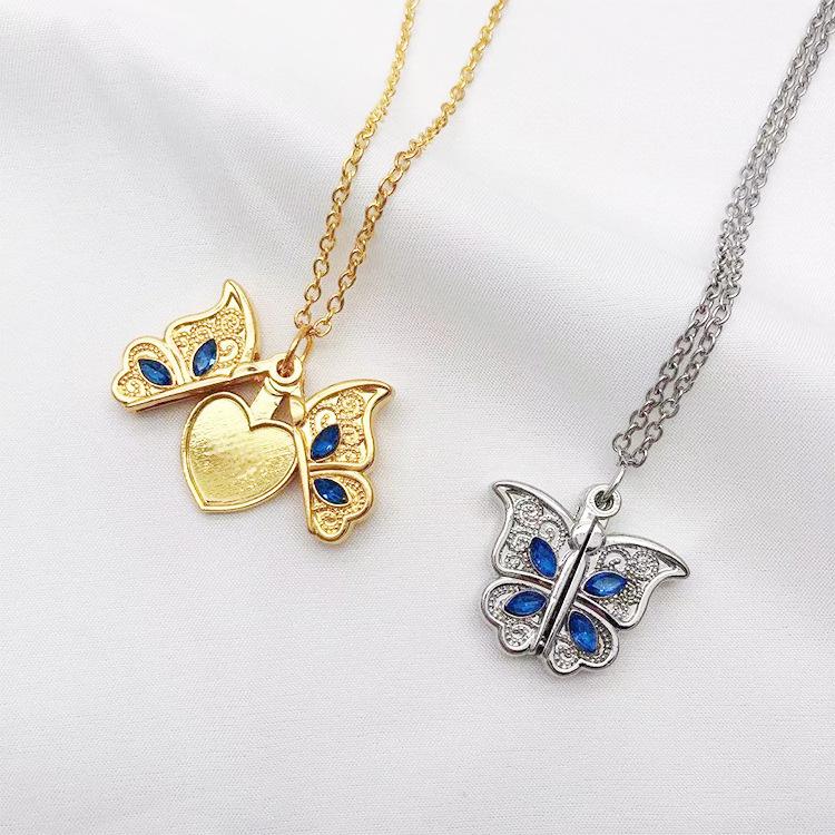 Loookus - Women's Butterfly I Love You Love Heart Pendant Necklace