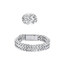 Loookus - Men's stainless steel double layer wide chain fashion neutral titanium steel thick bracelet