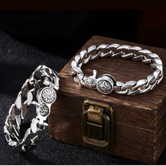 Loookus - 925 Silver Personality Trend Rotatable Six Character Mantra Bracelet