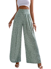 Loookus - Women's New Floral Casual Pants Pants Loose Printing Waist Pants Straight Pants