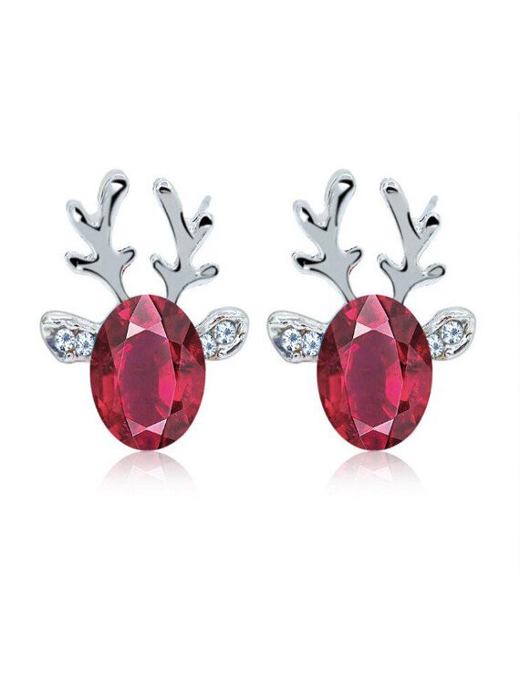 Loookus - Women's Christmas Reindeer Rhinestone Earrings