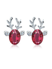 Loookus - Women's Christmas Reindeer Rhinestone Earrings