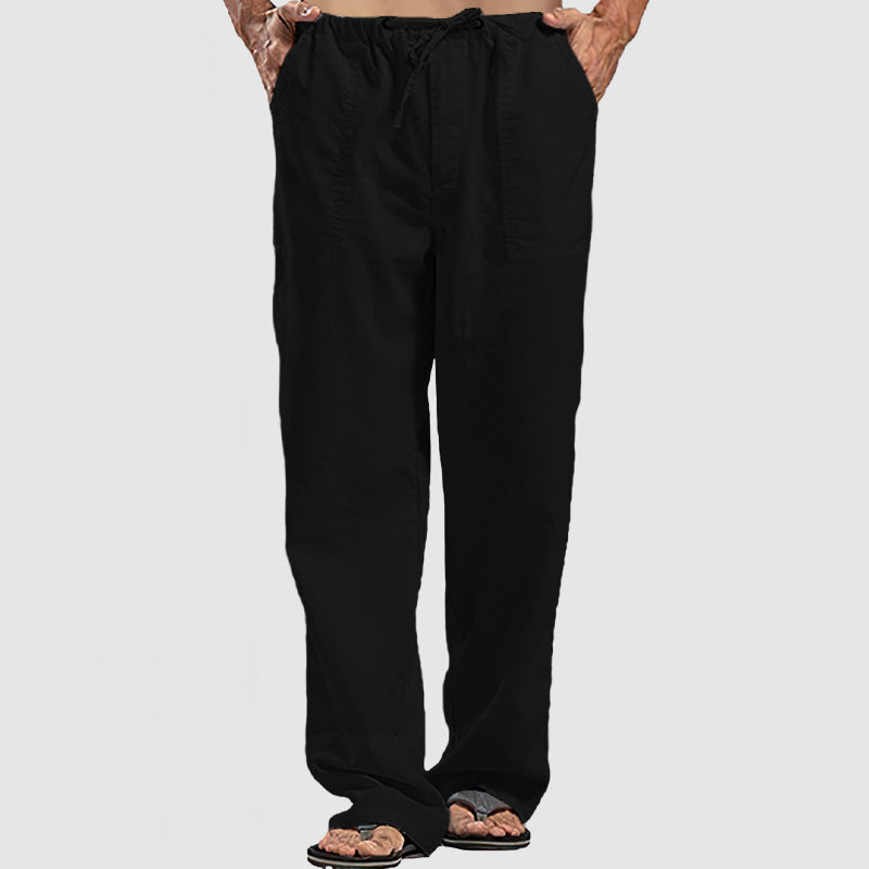 Loookus - Men's Linen Breathable Lace-Up Beach Pants