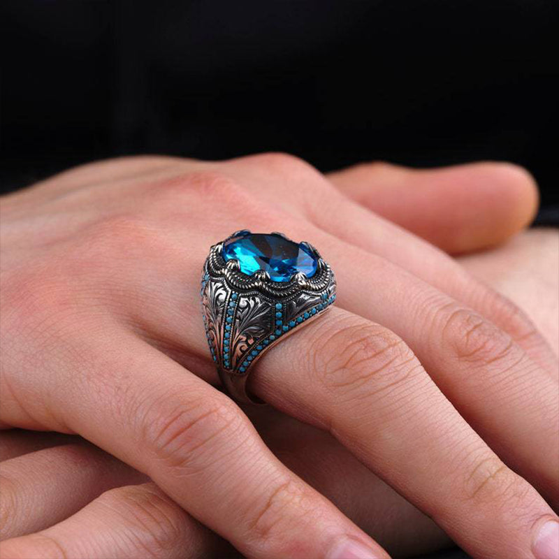 Hyland Vintage Blue Zircon Men'S Ring