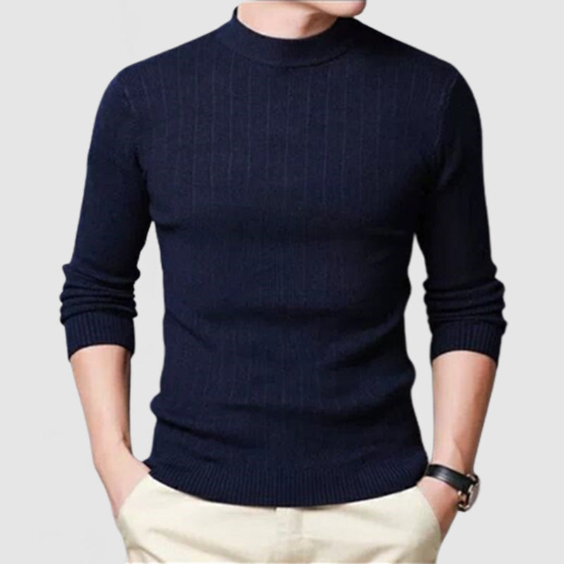 Loookus - Men's Striped Half Turtle Neck Long Sleeve Basic Sweater