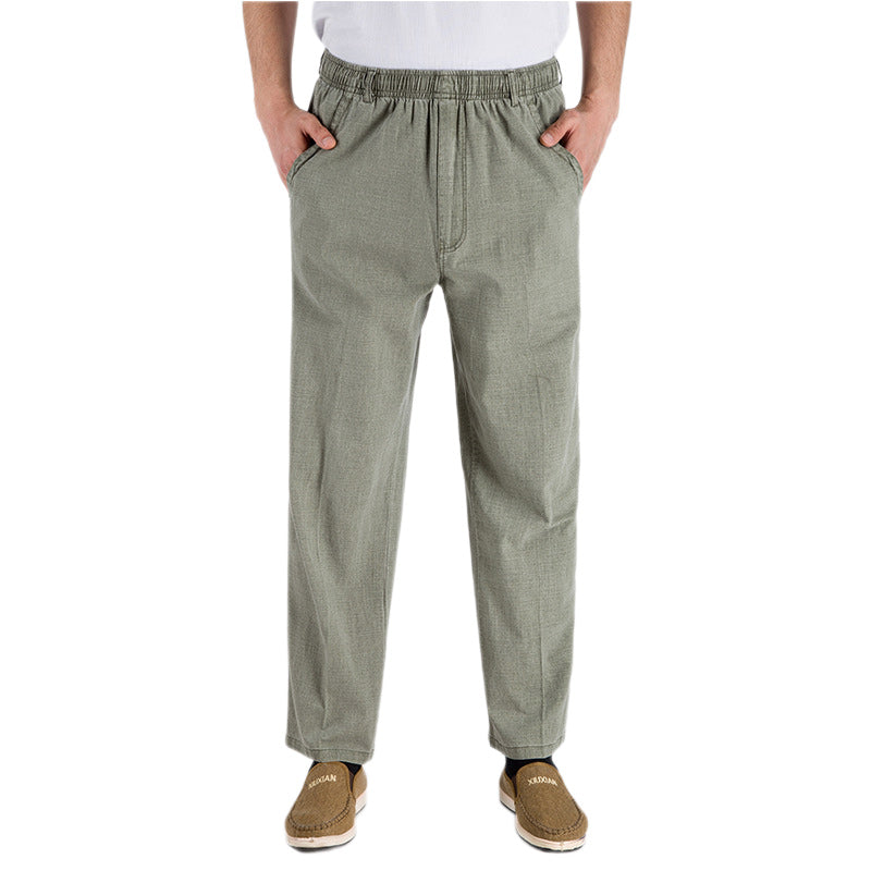 Loookus - Men's Linen High Waist Slim Fit Pants