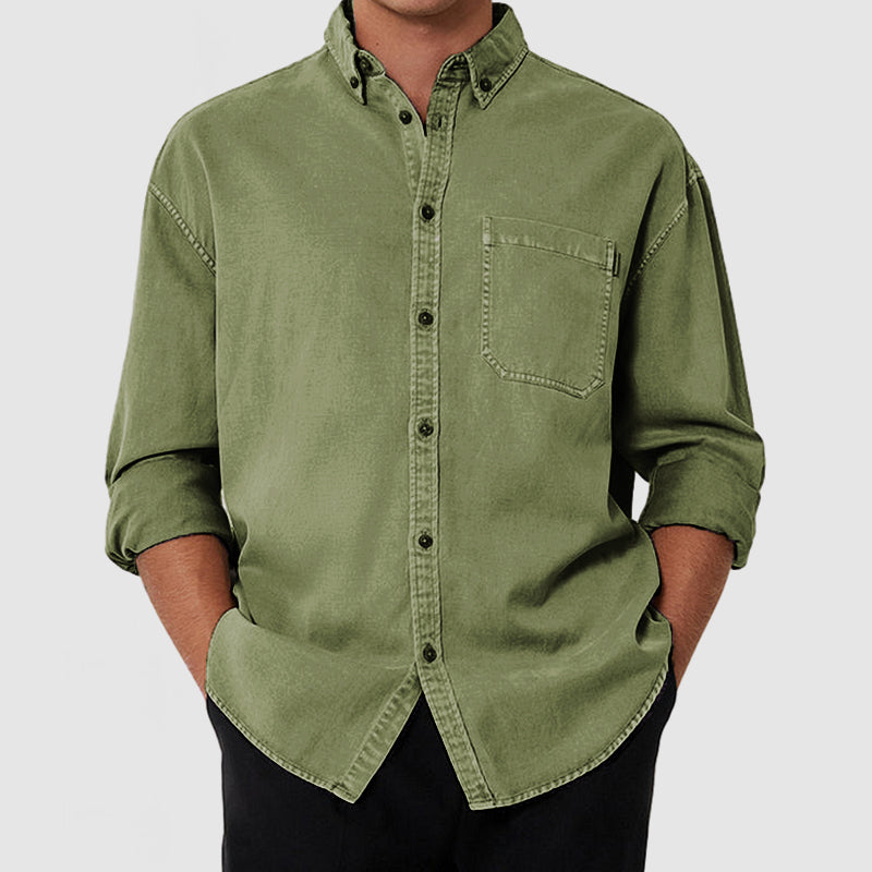 Loookus - Men's Casual Premium Washed Cotton Pocket Shirt