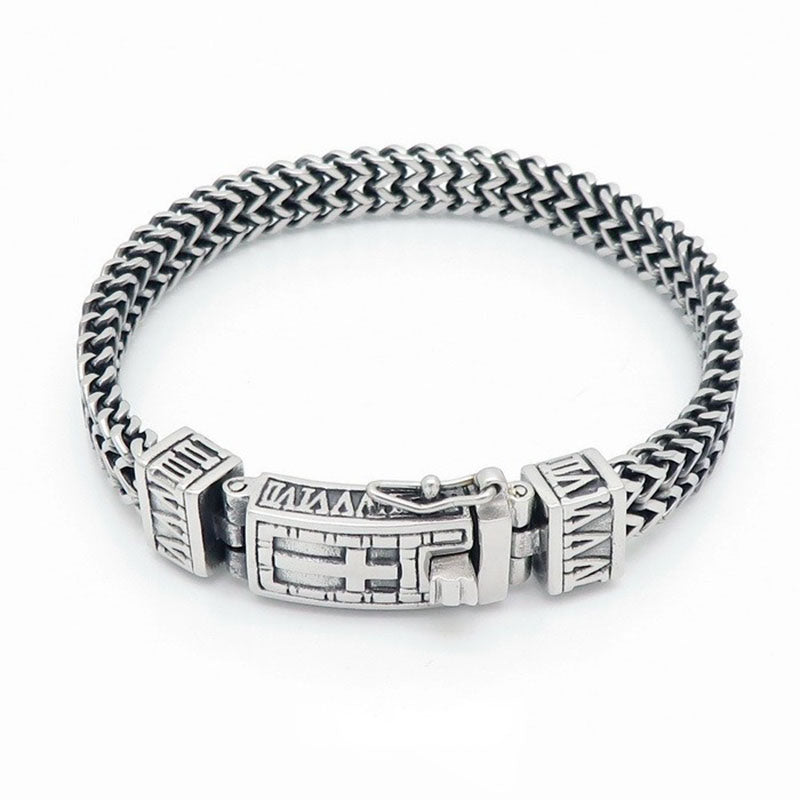 Loookus - 925 Silver European and American Retro Punk Double Chain Bracelet