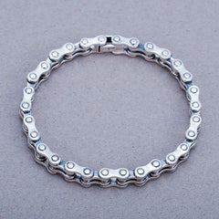 Loookus - 925 Silver Men's personality hip-hop simple motorcycle chain bracelet