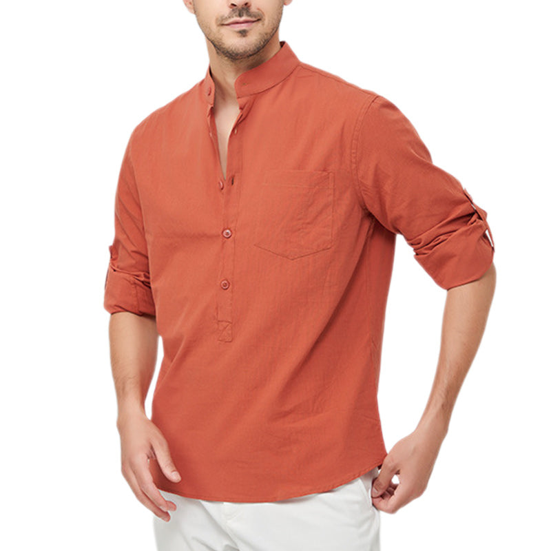 Loookus - Men's Cotton Henley Vacation Shirt