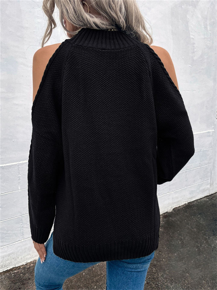 Loookus - Loose Off-the-shoulder Solid Color Casual Sweater