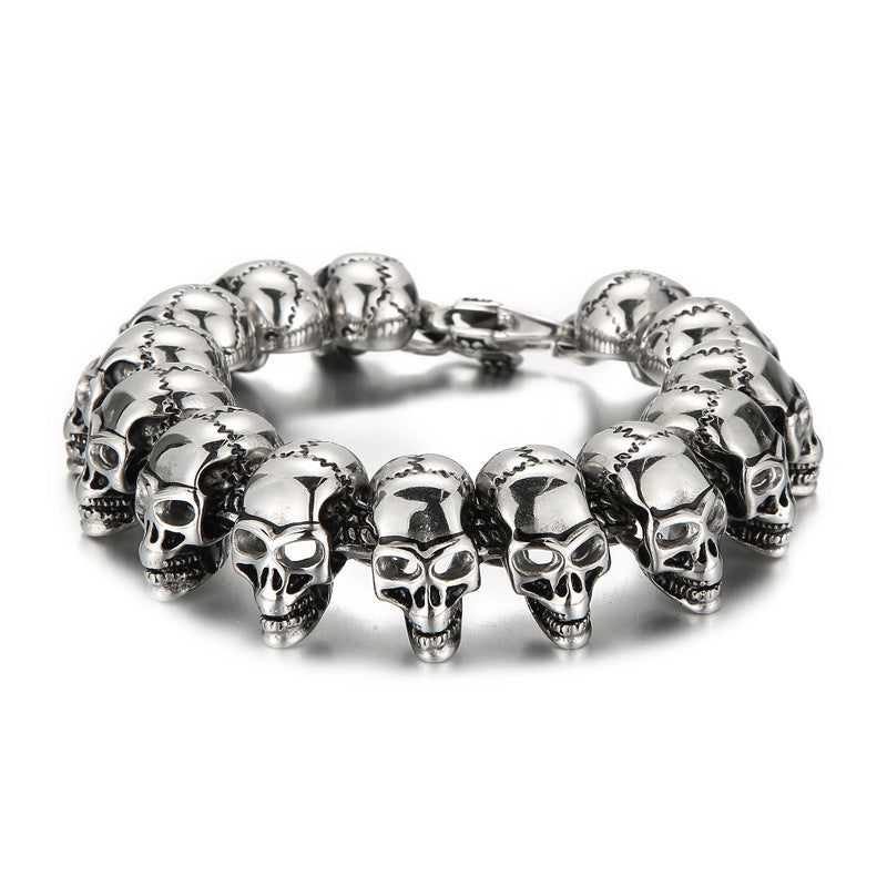 Loookus - 925 Silver Hip-hop Skull Bracelet