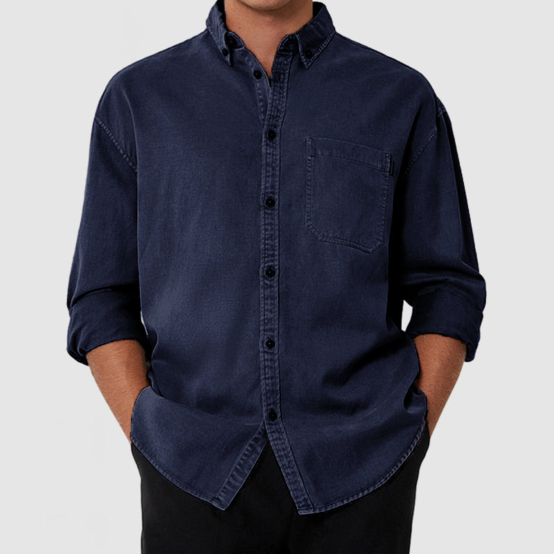 Loookus - Men's Casual Premium Washed Cotton Pocket Shirt