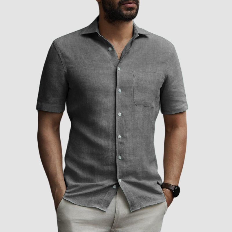 Loookus - Men's Casual Comfortable Cotton Linen Pocket Shirt