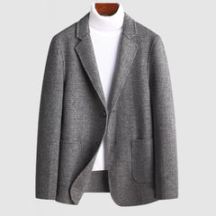 Loookus - Men's Gentleman Lapel Button Wool Plaid Blazer