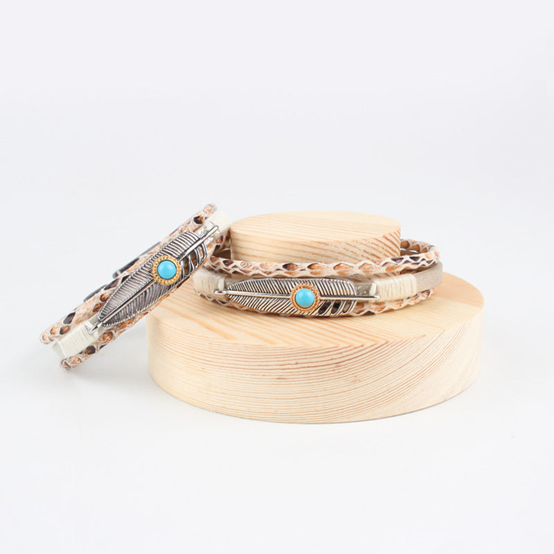 Loookus - Woven multi-layer feather bracelet