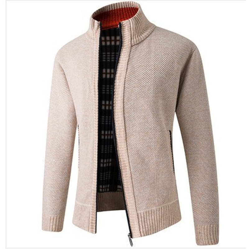 Loookus - Men's autumn and winter stand collar zipper casual cardigan sweater jacket