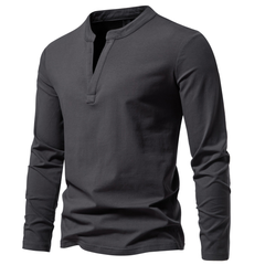 Loookus - Long Sleeve Henley With Deep V Shape