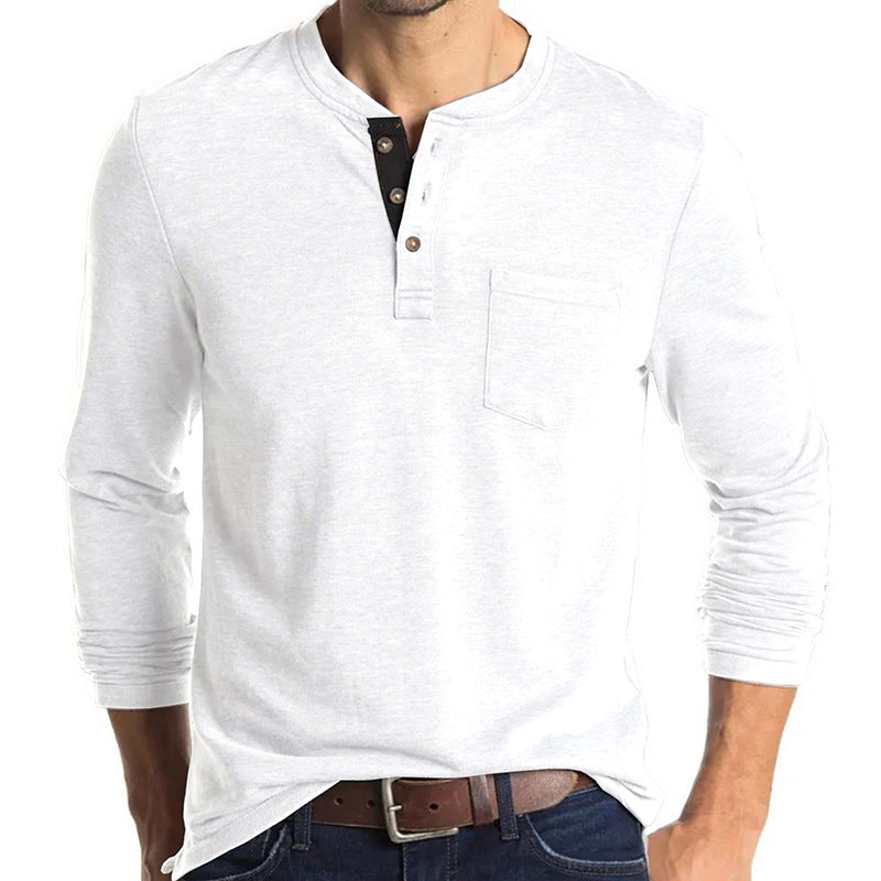 Loookus - 2025 Man's Long Sleeve Knit Henley