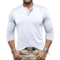 Loookus - Long Sleeve Soft Henley Shirt