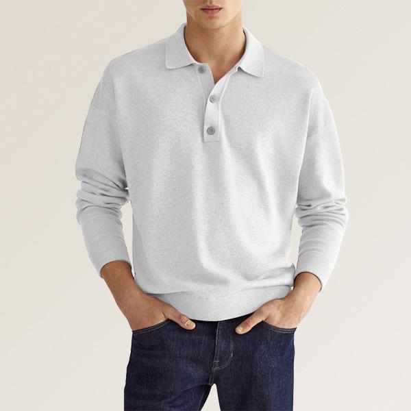 Men's Casual and Comfortable Solid Color V Collar Long Sleeve Shirt