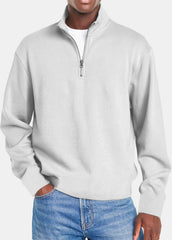 Loookus - Men's Vertical Strip Zipper Textured Polo Shirt