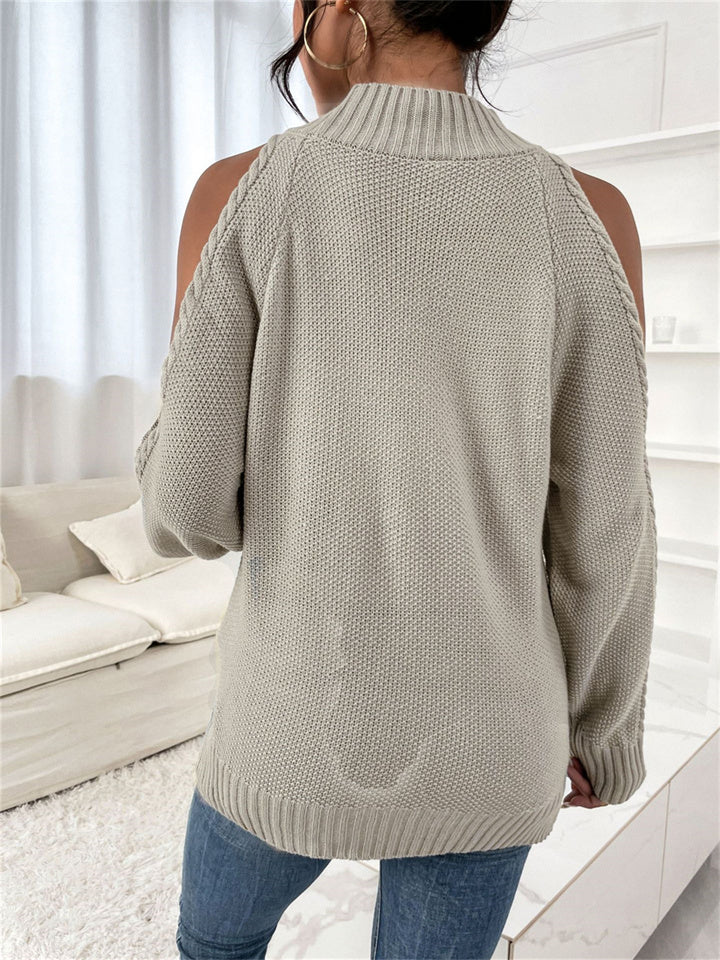 Loookus - Loose Off-the-shoulder Solid Color Casual Sweater