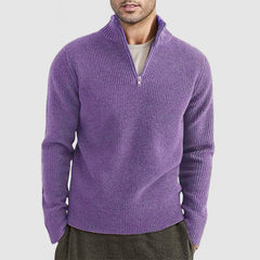 Loookus - Men's Casual Stand Collar Zipper Long Sleeve Sweater