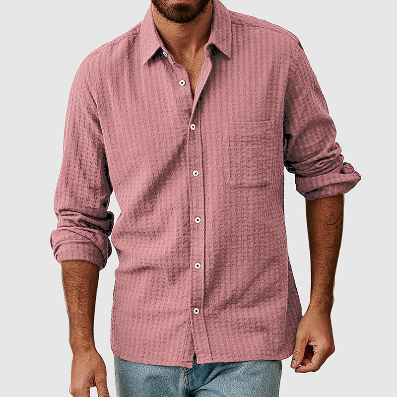 Loookus - Men's Casual Basic Textured Cotton Shirt