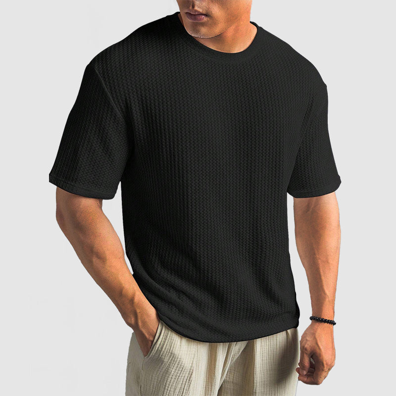 Loookus - Men's Casual Knit Textured Breathable Crew Neck T-Shirt