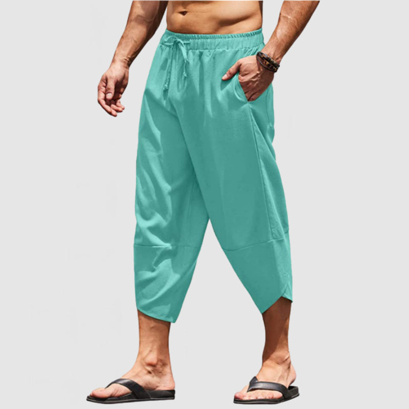 Loookus - Men's Vacation Style 7-Point Cotton Linen Beach Pants