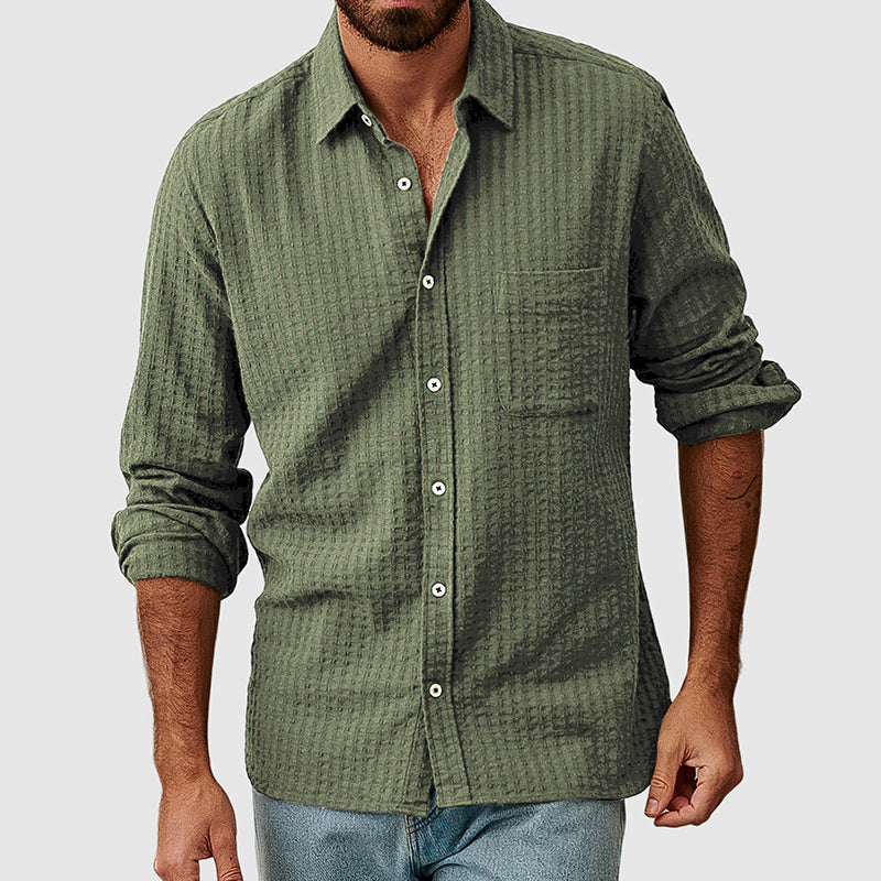 Loookus - Men's Casual Basic Textured Cotton Shirt